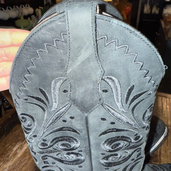 Circle G black Leather embroidered Cowboy Boots - Picture 8 of 9